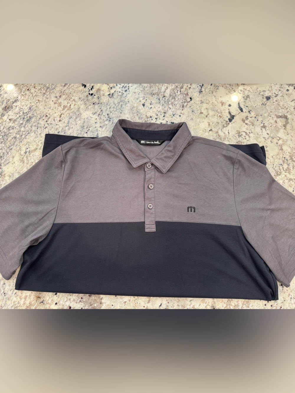 Travis Mathew Two-Tone Gray and Black Polo